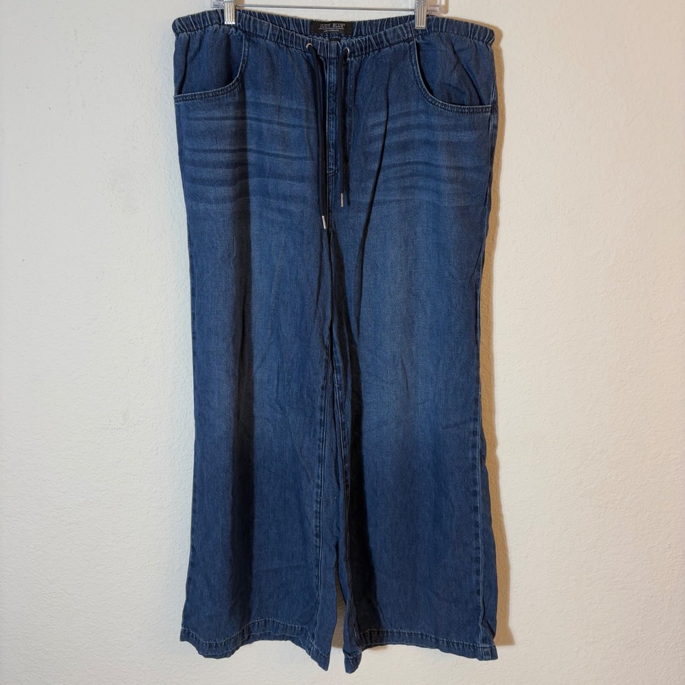 Judy Blue High Waist Featherweight Elastic Waist Drawstring Palazzo Jeans 18W